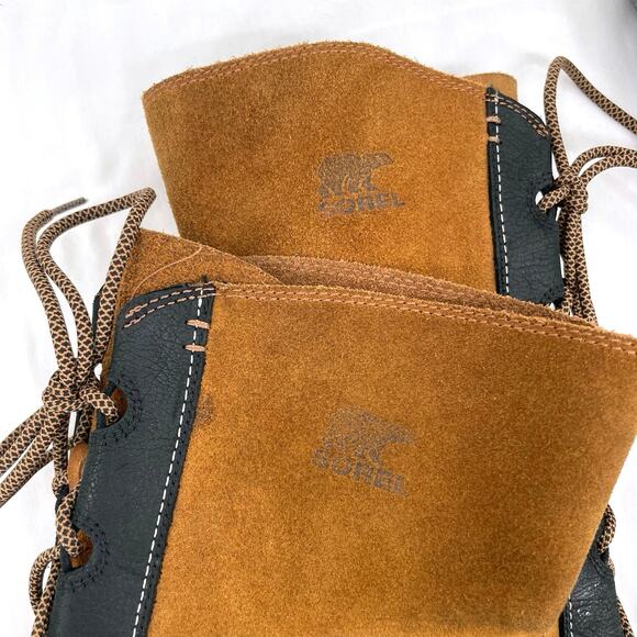 Sorel Cate the Great Elk Black & Tan Knee High Lace Up Suede Boots Size 9 - Picture 4 of 15